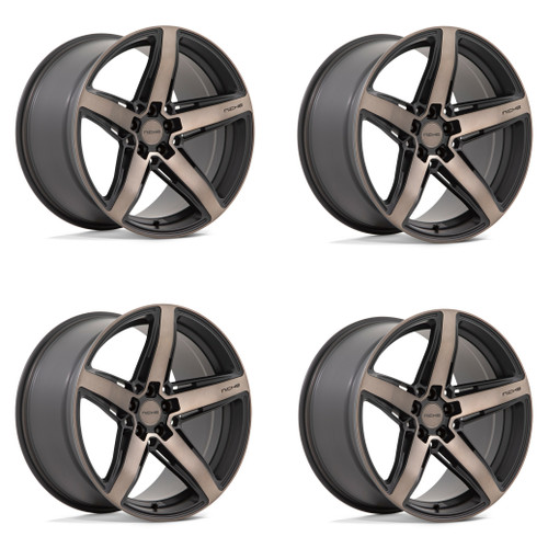 Set 4 20" Niche  M271 Teramo 20x9 5x4.5 Matte Black Double Tint Face Wheels 42mm