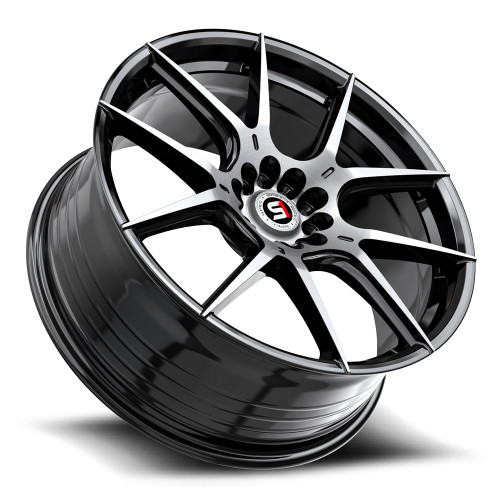 18" Spec-1 SP-71 Gloss Black & Machined 18x8 Wheel 5x110 5x4.5 38mm Rim