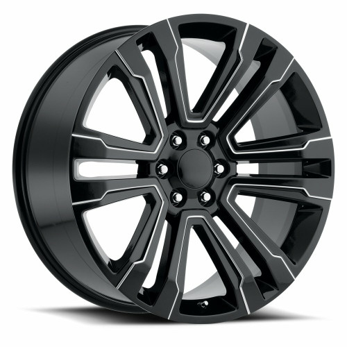 22" O.E. Revolution G-10 Gloss Black & Milled 22x9 Wheel 6x5.5 31mm Rim For GMC