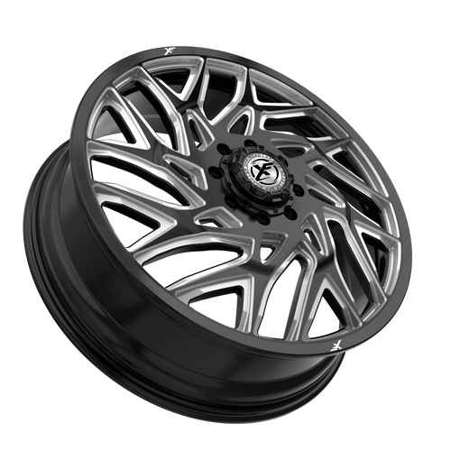 24" XF Dually XF-229 Dually Gloss Black Milled 24x8.25 Front Wheel 8x6.5 110mm