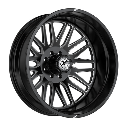 26" XF Dually XF-240 Dually Gloss Black Milled 26x8.25 Rear Wheel 8x210 -232mm