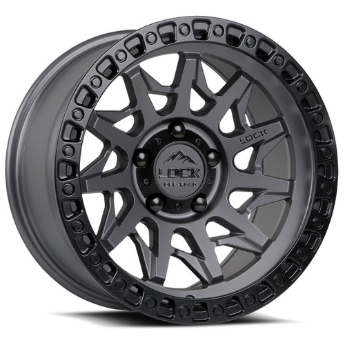 17" Lock Offroad Lunatic Matte Grey W Matte Black Ring 17x9 Wheel 8x170 1mm Rim Truck Wheel