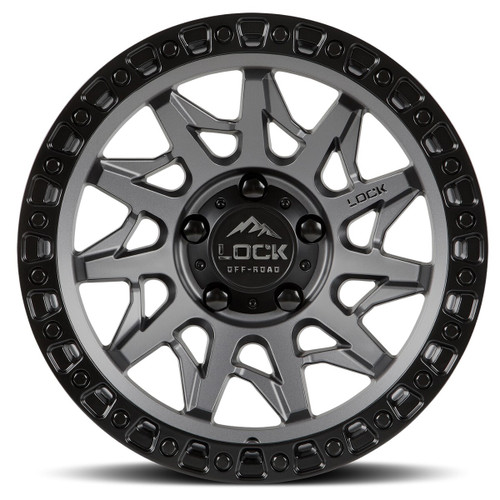 17" Lock Offroad Lunatic Matte Grey W Matte Black Ring 17x9 Wheel 8x170 1mm Rim Truck Wheel