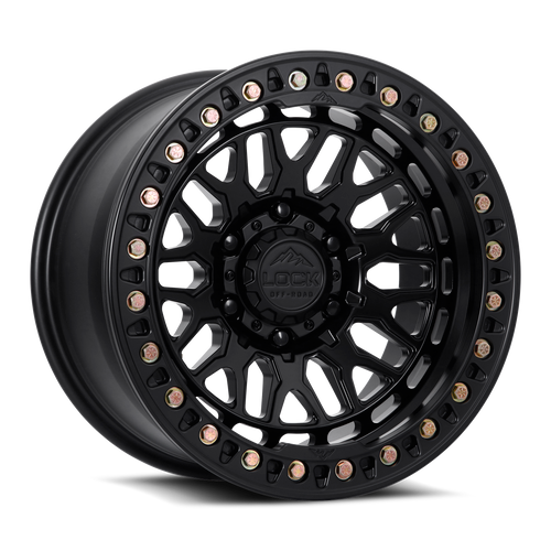 Set 4 17" Lock Offroad Invader Forged Beadlock Matte Black Forged 17x9 6x5.5 12mm