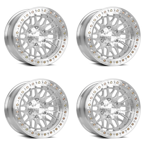 Set 4 17" Lock Offroad Invader Beadlock Machine Clear Coat 17x9 6x5.5 12mm Rims Offroad Truck SUV Wheels