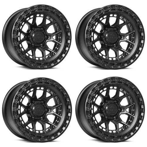Set 4 20" Lock Offroad Commando Black W Matte Black Ring 20x10 Wheels 6x5.5 18mm