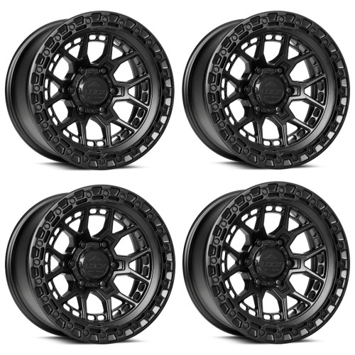 Set 4 20" Lock Offroad Commando Matte Black Gloss Black Ring 20x9 6x5.5 0mm Rims