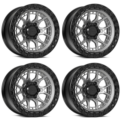 Set 4 20" Lock Offroad Commando Matte Grey Matte Black Ring 20x9 6x135 0mm Rims Offroad Truck SUV Wheels