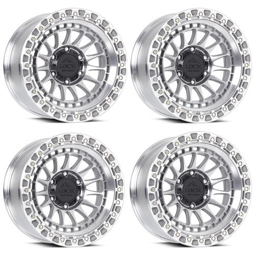 Set 4 17" Lock Offroad Mojave Machine w/ Clear Coat 17x9 Wheels 6x5.5 -12mm Rims Lifted Truck SUV Wheels
