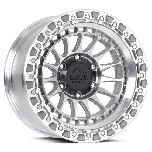 Set 4 17" Lock Offroad Mojave Machine w/ Clear Coat 17x9 Wheels 6x5.5 -12mm Rims Lifted Truck SUV Wheels
