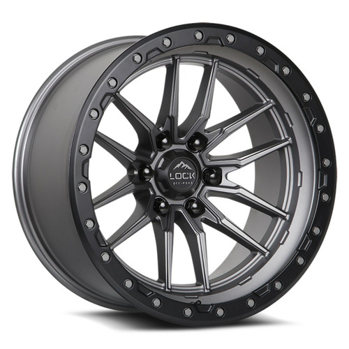 20" Lock Offroad Krawler Matte Grey Matte Black Ring 20x9 Wheel 6x135 0mm Rim