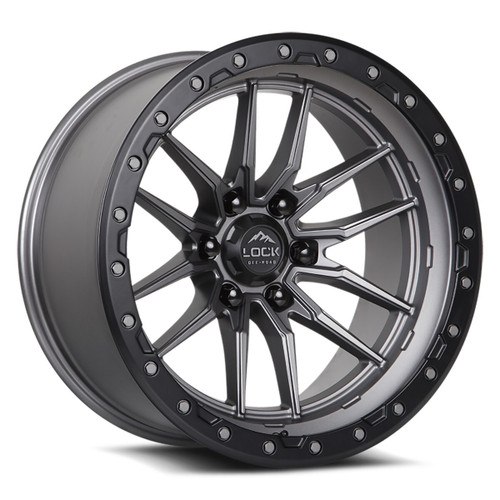 20" Lock Offroad Krawler Matte Grey w Matte Black Ring 20x9 Wheel 8x170 20mm Rim For Ford F250 F350 Truck