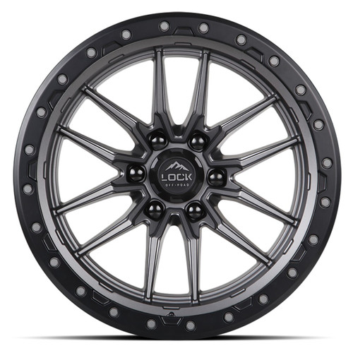 20" Lock Offroad Krawler Matte Grey w Matte Black Ring 20x9 Wheel 8x170 20mm Rim For Ford F250 F350 Truck