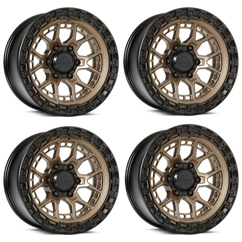 Set 4 20" Lock Offroad Commando Matte Bronze Black Ring 20x10 Wheels 5x5 18mm