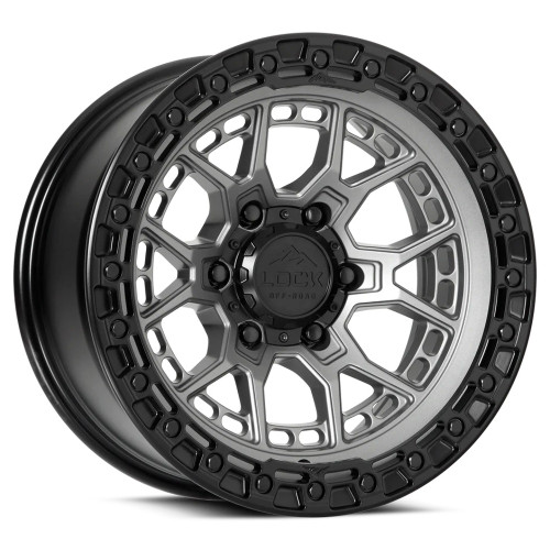 17" Lock Offroad Commando Matte Grey W Matte Black Ring 17x9 Wheel 5x5 0mm Rim