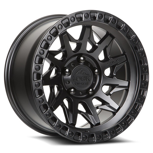 Set 4 20" Lock Offroad Lunatic Matte Black Matte Black Ring 20x9 Wheels 8x170 1mm Rims Offroad Truck Wheels