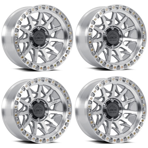 Set 4 17" Lock Offroad Lunatic Machine Clear Coat 17x9 Wheels 8x6.5 1mm Rims