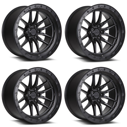 Set 4 20" Lock Offroad Krawler Black W Matte Black Ring 20x9 8x6.5 20mm Wheels