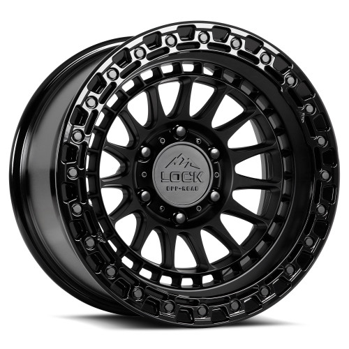17" Lock Offroad Mojave Matte Black w Gloss Black Ring Wheel 17x9 8x180 1mm Rim
