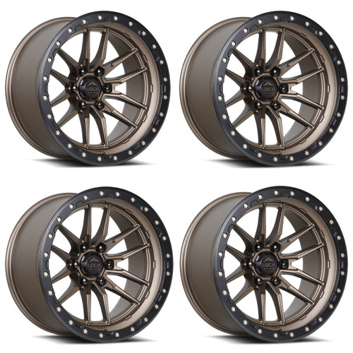 Set 4 20" Lock Offroad Krawler Bronze W Matte Black Ring 20x9 8x6.5 1mm Wheels