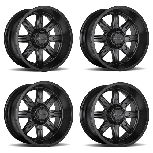 Set 4 16" Ultra 229SB Menace Satin Black 16x8 Wheel 6x5.5 Rim 10mm For Chevy GMC