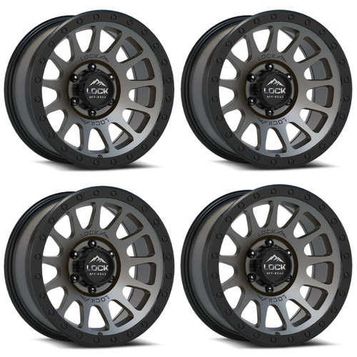 Set 4 17" Lock Offroad Matte Grey Matte Black Ring Yosemite 17x9 6x135 0mm Rims