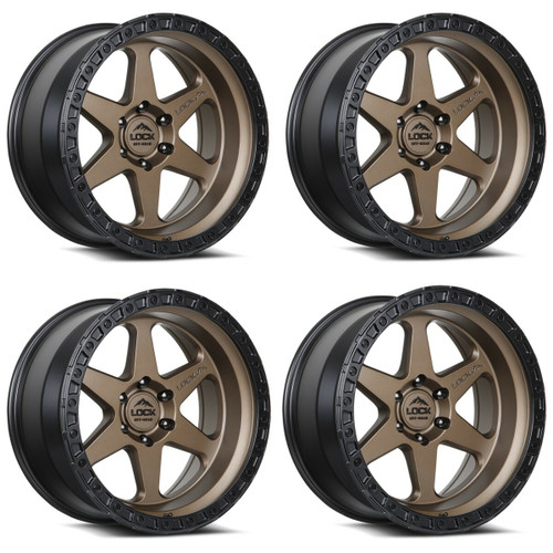 Set 4 17" Lock Offroad Matte Desert Bronze Black Ring Olympus 17x9 6x5.5 -12mm