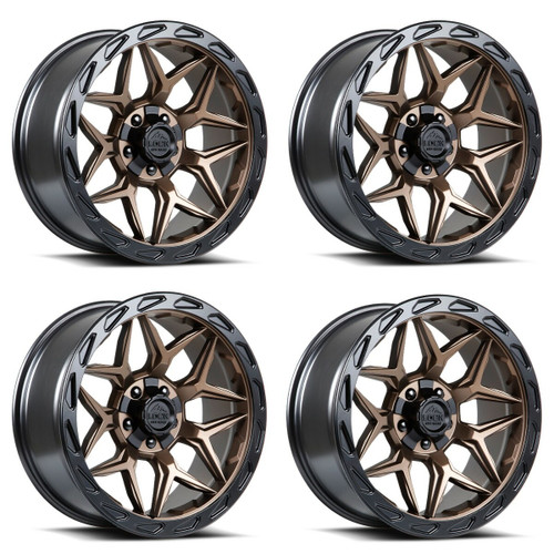 Set 4 17" Lock Offroad Matrix Bronze Matte Black Ring 17x9 Wheels 5x5 5x5.5 0mm