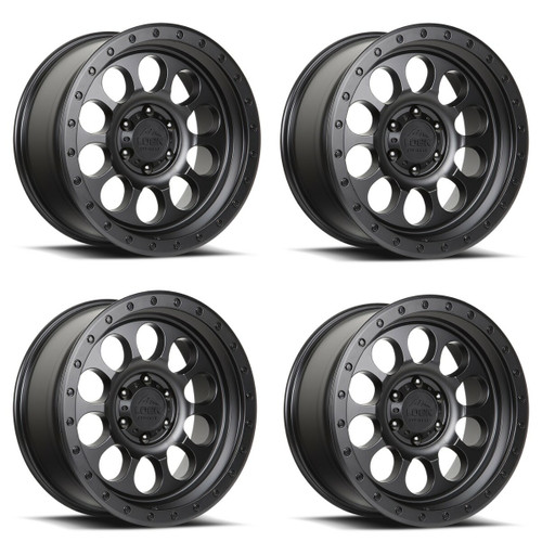 Set 4 17" Lock Offroad 50CAL Matte Black Matte Black Ring 17x9 Wheels 5x5 -12mm