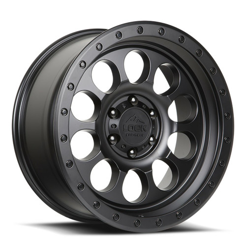 Set 4 17" Lock Offroad 50CAL Matte Black Matte Black Ring 17x9 Wheels 5x5 -12mm