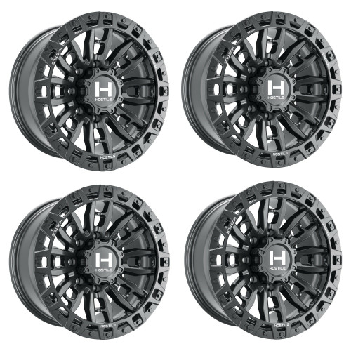 Set 4 20" Hostile H130 Crandon Asphalt 20x9 Wheels 8x6.5 1mm Truck Rims