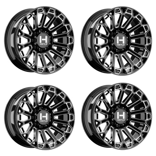 Set 4 20" Hostile H142 Warrior Blade Cut 20x10 Wheels 8x6.5 -19mm Lifted Rims