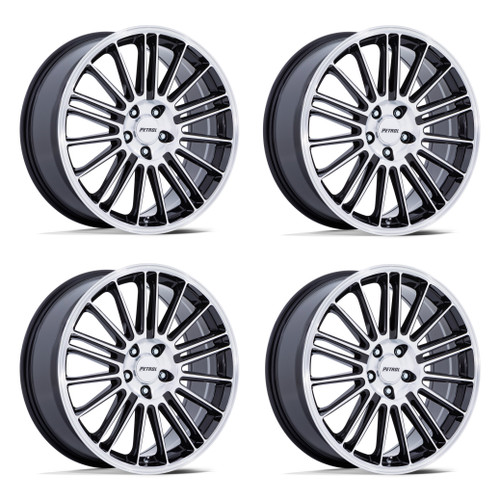 Set 4 18" Petrol PE001 P1D 18x8 5x110 40mm Gloss Black With Machined Face Wheels Sedan Coupe Car Rims