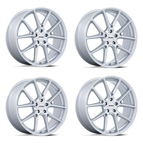 Set 4 17" Petrol PE002 P1E 17x8 5x112 40mm Gloss Silver Wheels Sedan Coupe Rims