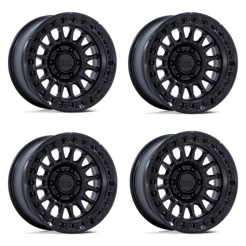 Set 4 18" KMC KM552 IMS 18x9 8x6.5 18mm Matte Black Gloss Black Lip Offroad Rims Truck Wheels