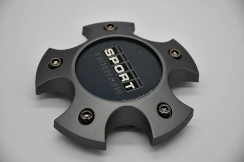 Replacement Sport Terrain TK Series dark silver center cap TK-5H TK-5HN for lifted trucks and SUVs with graphite wheel styling and OEM-style appearance.