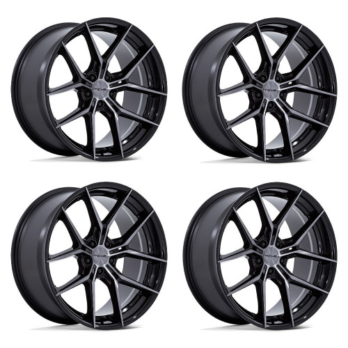 Set 4 18" Niche NC279 PRODIGY 5 Gloss Black Dark Tinted Clear 18x8.5 5x112  42mm
