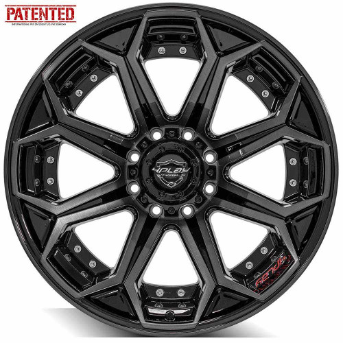 22" 4PLAY 4P80R 22x10 8x6.5 -24mm Gloss Black Brushed Face & Tinted Clear Wheel