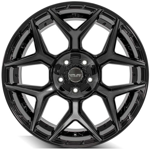 22" 4PLAY 4P06 22x10 5x5 5x5.5 -18mm Gloss Black Brushed Face & Tinted Clear Rim