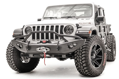 Fab Fours Lifestyle Winch Bumper w/ Pre-runner Guard JL18-B4652-1 Fits Jeep Wrangler & Gladiator D Ring Mounts w/ Lights