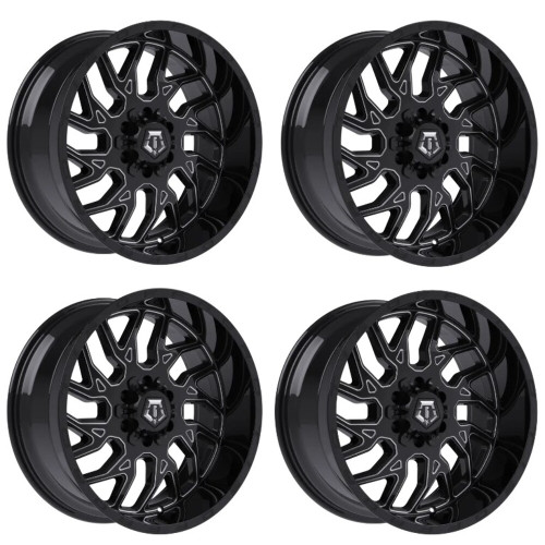 Set 4 18" TIS 544BM 2.0 Gloss Black Milled Accents 18x9 Wheels 8x180 18mm Rims
