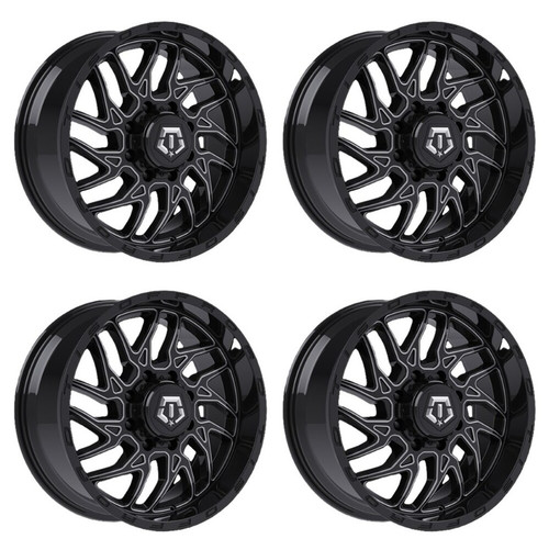 Set 4 18" TIS 544BM 2.0 Gloss Black w/ Milled Accents 18x9 Wheel 8x6.50 Rim 18mm