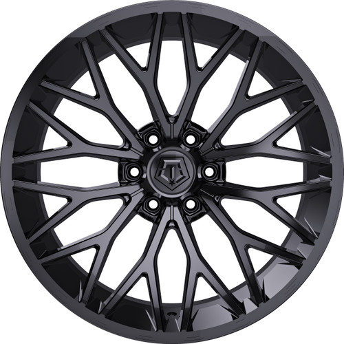 22" TIS 566B 22x12 8x180 -44mm Wheel Gloss Black & Painted Lip Logo Lifted Rim