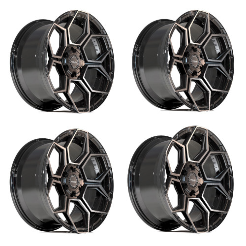 Set 4 20" 4PLAY 4PS26 20x9 6x5.5 6x135 -6mm Black Brushed Face & Tinted Clear