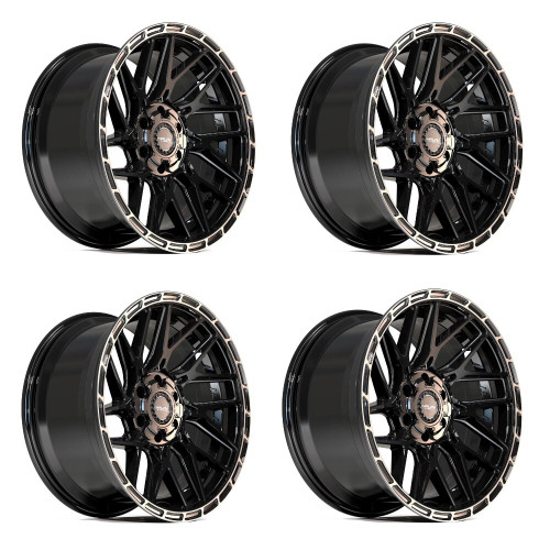 Set 4 24" 4PLAY 4PS28  24x10 6x5.5 6x135 24mm Black Brushed Face & Tinted Clear