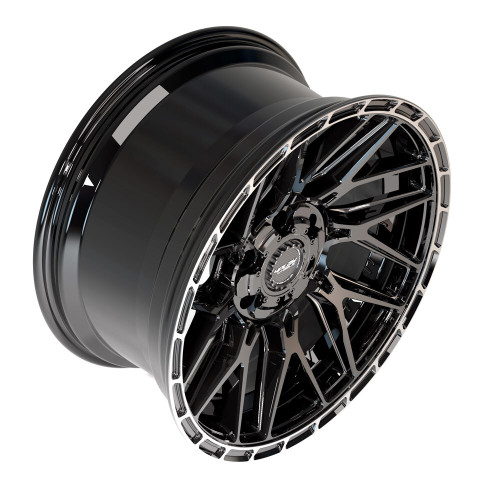 22" 4PLAY 4PS28 22x10 6x5.5 6x135 24mm Gloss Black Brushed Face & Tinted Clear