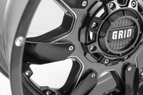 20" Grid Offroad GD01 Gloss Graphite / Milled 20x10 Wheel 6x135 6x5.5 -25mm Rim