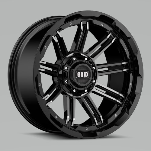 Set 4 22" Grid Offroad GD18 22x10 6x135 6x5.5 -18mm Wheels DDT Gloss Black Rims