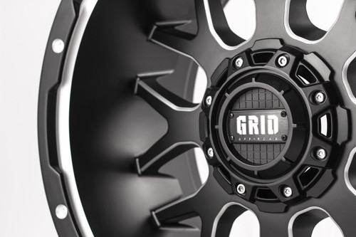 20" Grid Offroad GD02 20x9 5x5 5x5.5 15mm Wheel Matte Black Milled Truck Rim