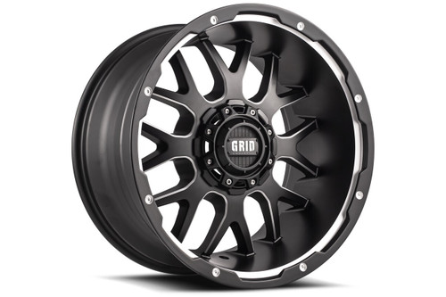 Set 4 20" Grid Offroad GD02 20x9 5x5 5x5.5 15mm Wheels Matte Black Milled Rims